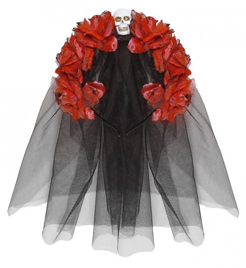 Day of the Dead Diadem med Röda Rosor - One size