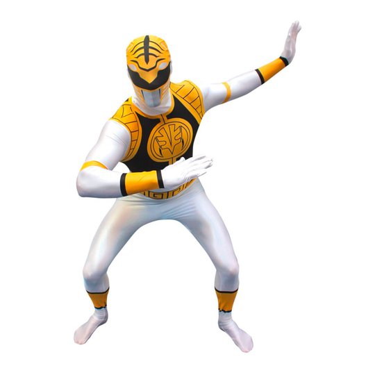 Morphsuit White Power Ranger Maskeraddräkt - Medium