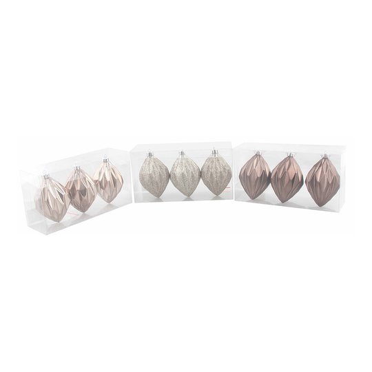 Julkulor Diamant Champagne/Grå - 3-pack
