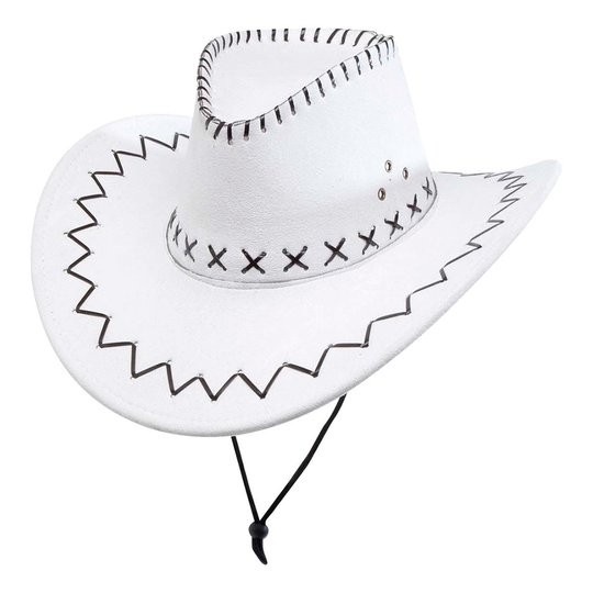 Cowboyhatt Vit med Stygn