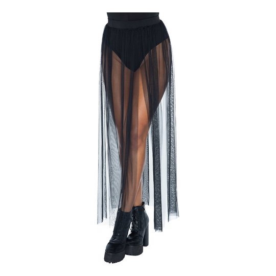 Kjol med Slits Lång Svart - Small/Medium