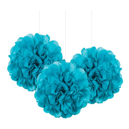 Pom Pom Mini Turkos Hängande Dekoration - 3-pack