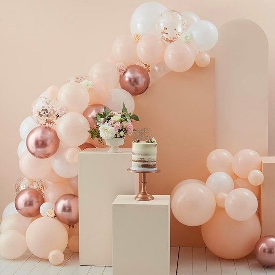 Ballongbåge Roséguld/Persika/Vit