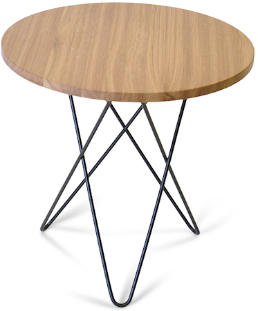 Tall mini O table wood Oak black frame
