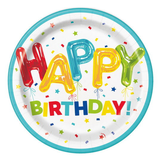 Papperstallrikar Ballonger Happy Birthday - 8-pack