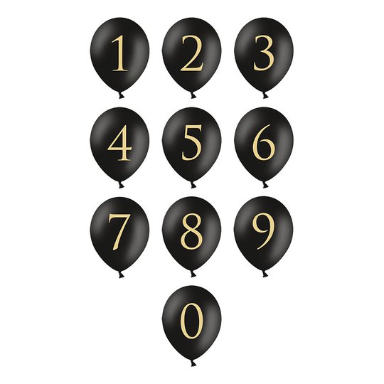 Sifferballong Latex Svart - Siffra 9