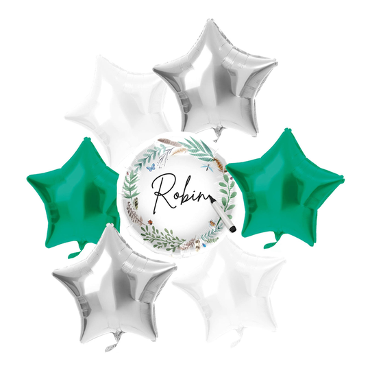 Ballongkit Silver/Vit/Grön Personlig - 5-pack