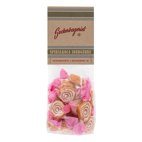 Spiralkola Jordgubb - 125 g