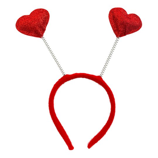 Diadem med Hjärtan Röd - One size