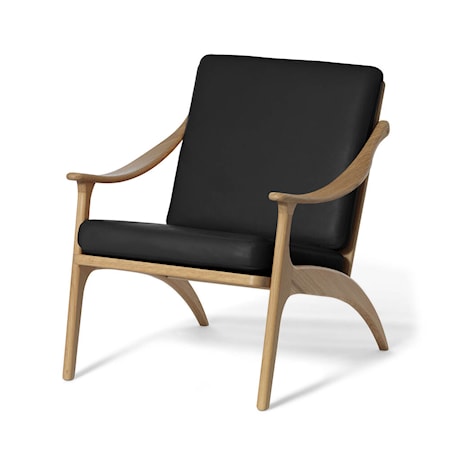 Lean Back Lounge Chair Svart Läder, Ek
