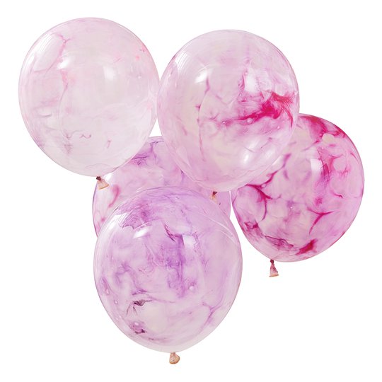 Gör-Dina-Egna-Marmor-Ballonger Rosa - 5-pack