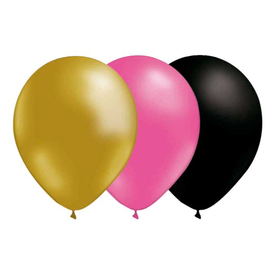 Ballongkombo Guld/Rosa/Svart - 15-pack