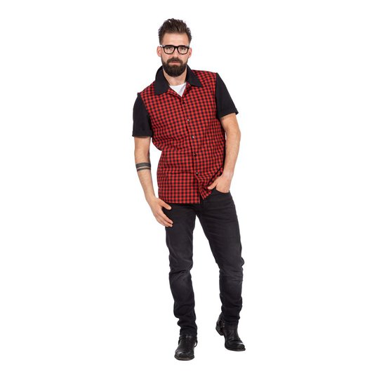 Rockabilly Skjorta Röd/Svart Herr - Small