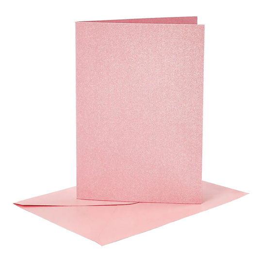 Kort med Kuvert Rosa Glittrigt - 4-pack