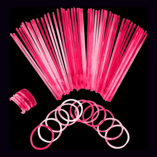 Självlysande Armband - 100-pack Rosa
