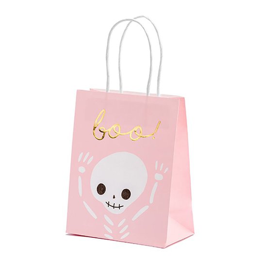 Kalaspåsar Rosa med Skelett Boo! 6-pack