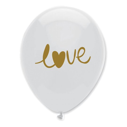 Ballonger LOVE Vit/Guld - 100-pack