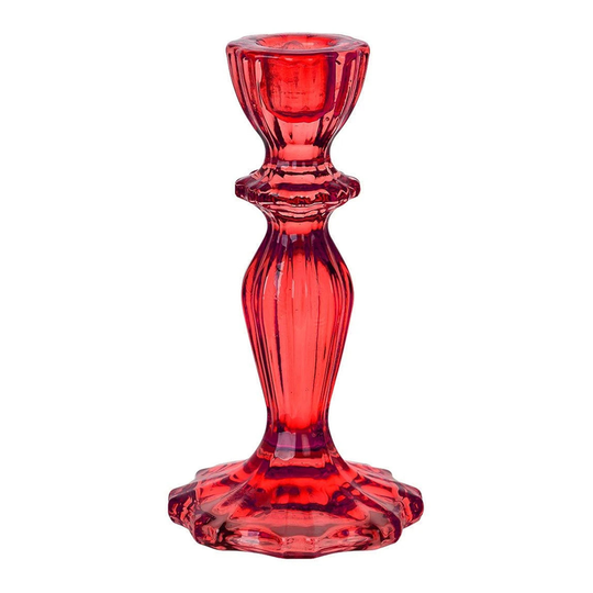 Röd Ljusstake i Glas