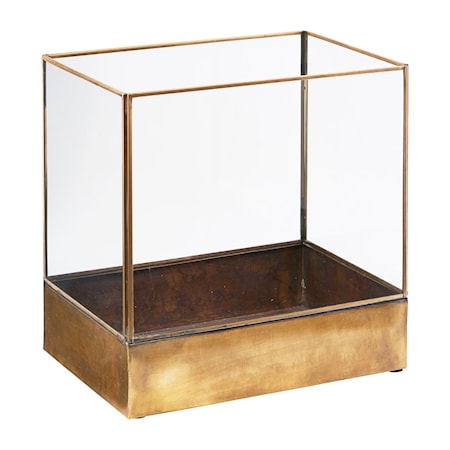 Plant Displaylåda Mässing/Glas Kvadratisk