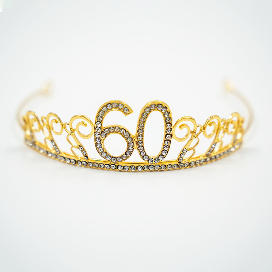 Tårtdekoration Tiara Siffra i Metall Guld - Siffra 60