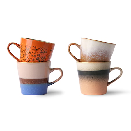 Ceramic 70's Americano Mugg 4 st