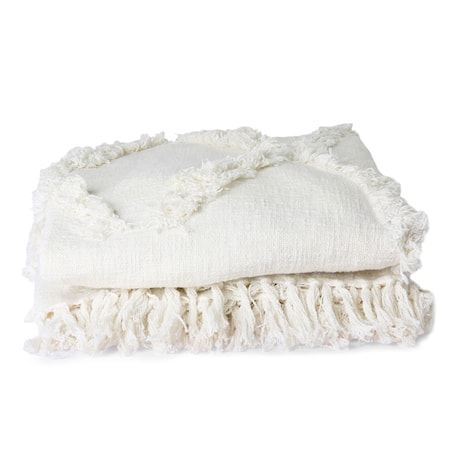 White Fringe Överkast 270x270 cm