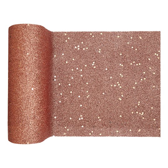 Bordslöpare Tjock Roséguld Glitter