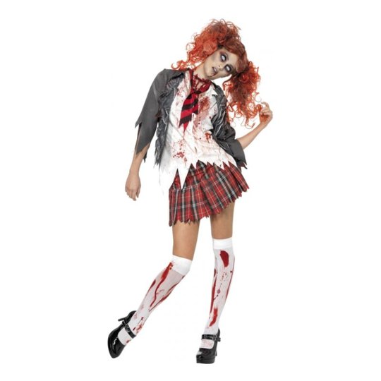 Zombie Skolflicka Maskeraddräkt - Small