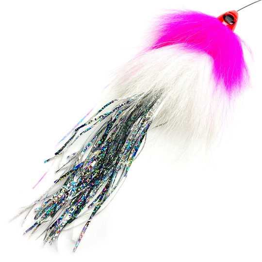 Spintube Pike 35 g kastfluga rosa/vit/holo silver tinsel