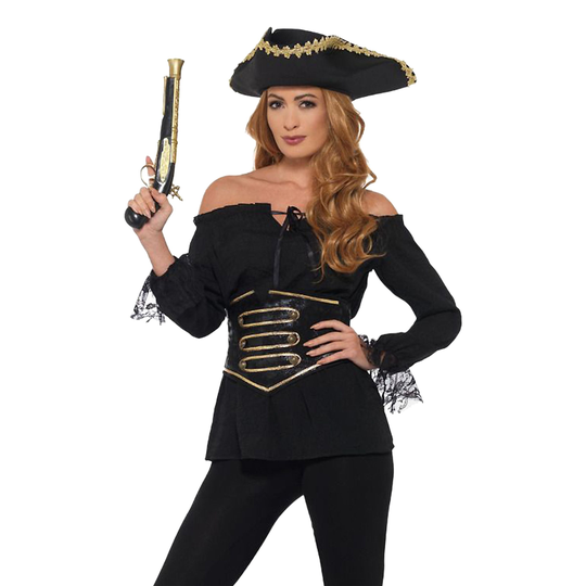 Pirat Blus Deluxe Maskeraddräkt Svart - Large