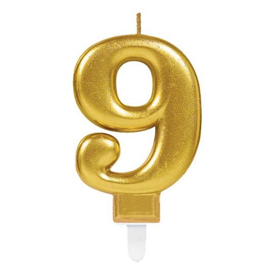 Tårtljus Siffra Guld Metallic - Siffra 9