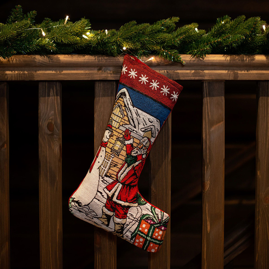 Julstrumpa Broderad Snögubbe & Tomte