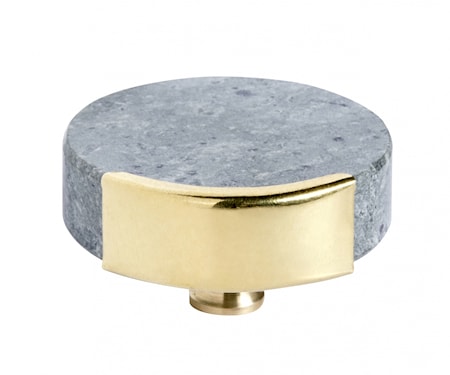 KNOB/HOOK, green marble circle, brass