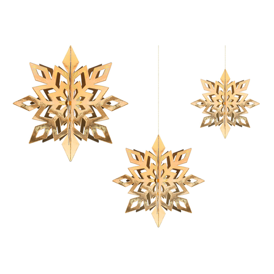 Hängande Dekoration Snöflingor Guld - 6-pack
