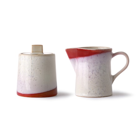Ceramic 70's Mjölkaknna & Sockerskål Frost