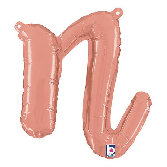 Bokstavsballong Script Roséguld - Bokstav N