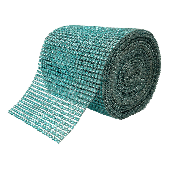 Strass Tyg på Rulle - Teal Blue