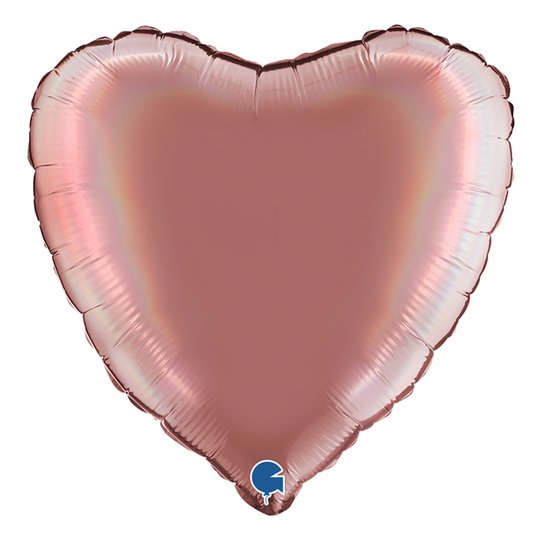 Folieballong Holografisk Roséguld Hjärta