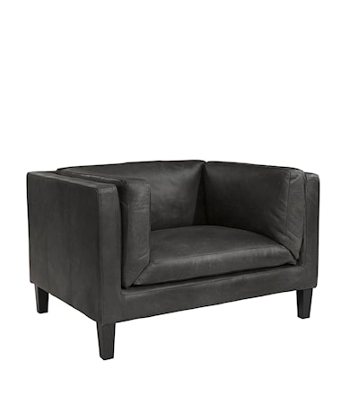 Spencer Fåtölj Skinn Natural Wash Ebony