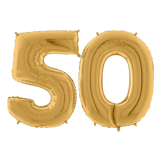 Sifferballong 50 Guld - 100 cm