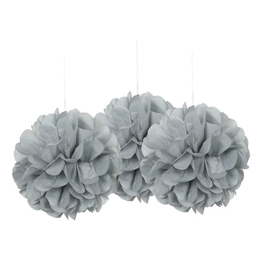 Pom Pom Mini Silver Hängande Dekoration - 3-pack