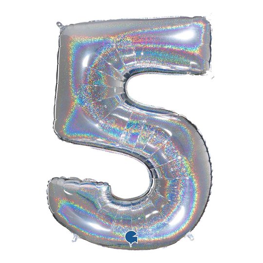 Sifferballong Glitter Silver - Siffra 5