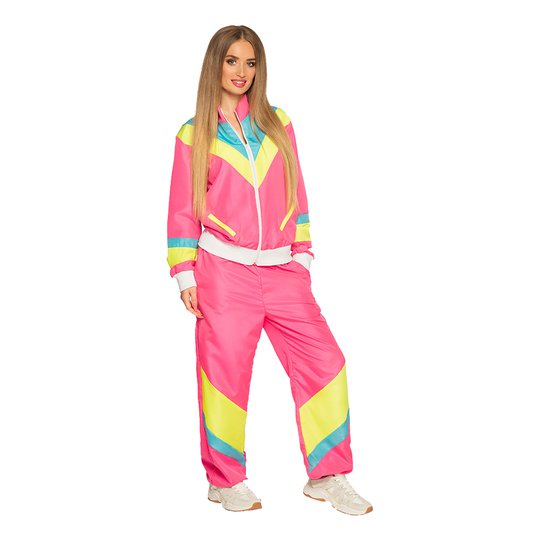 80-tals Kvinnlig Joggare Rosa Maskeraddräkt - Medium
