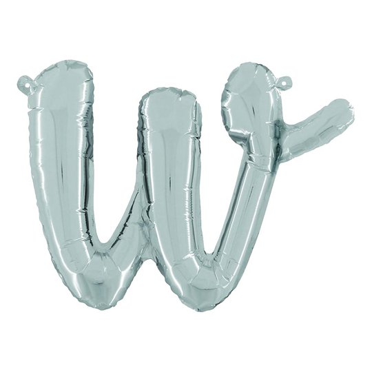 Bokstavsballong Script Silver - Bokstav W