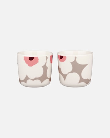 Oiva / Unikko Kaffekopp 20 cl Set om 2 Vit/Clay/Puder/Vinröd