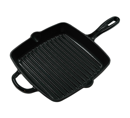 Emaljerad Grillpanna Gjutjärn 25x25 cm Svart
