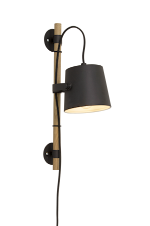Espresso Vägglampa Svart/Trä IP20