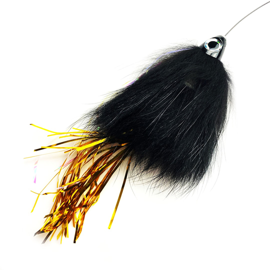 Spintube Pike 35 g kastfluga svart/svart/guld tinsel