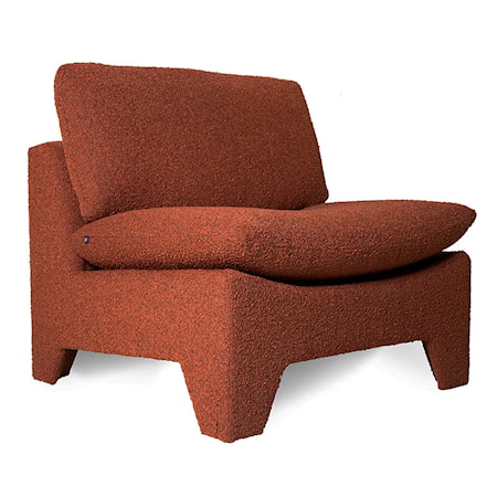 Retro Loungefåtölj boucle brick