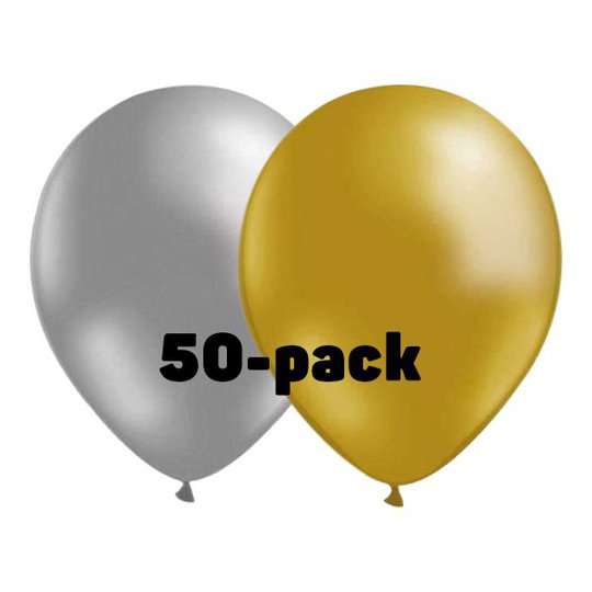 Ballongkombo Silver/Guld - 50-pack
